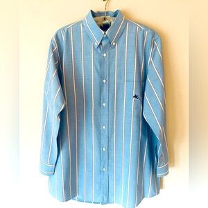Etro Light Blue Striped Button Down Cotton Shirt Size:  XS International